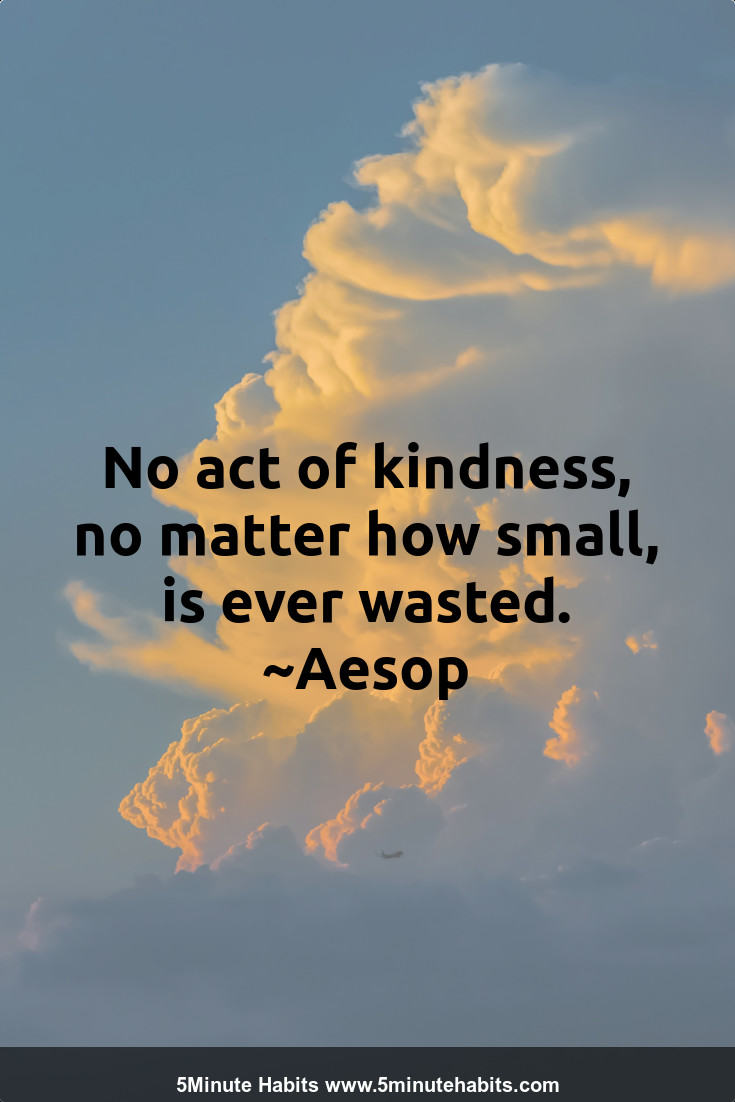 No act of kindness, no matter how small, is ever wasted. ~Aesop